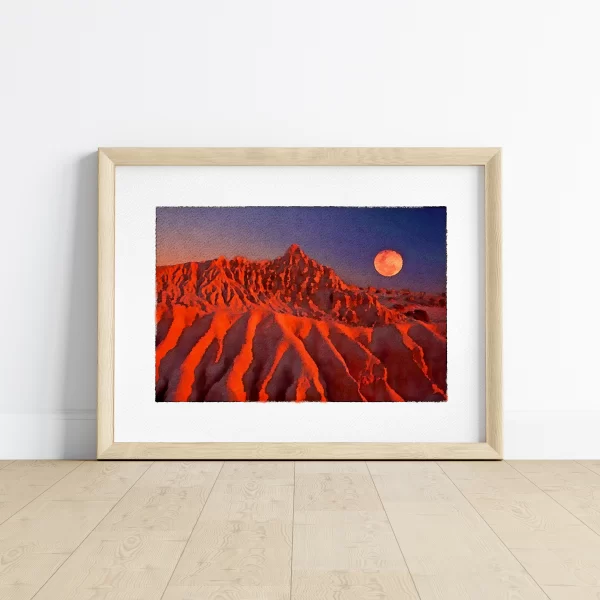 Watercolour print of THE MARTIAN LANDSCAPE OF MUNGO NATIONAL PARK