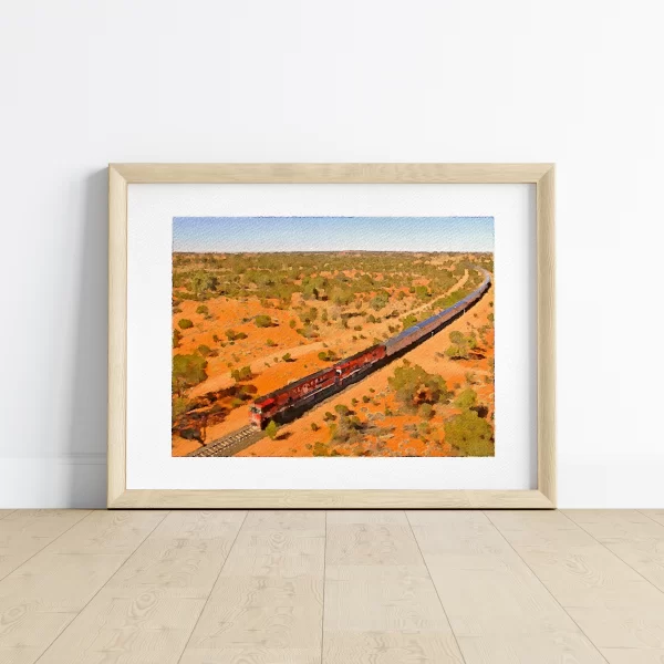 Watercolour Print of the Ghan Train